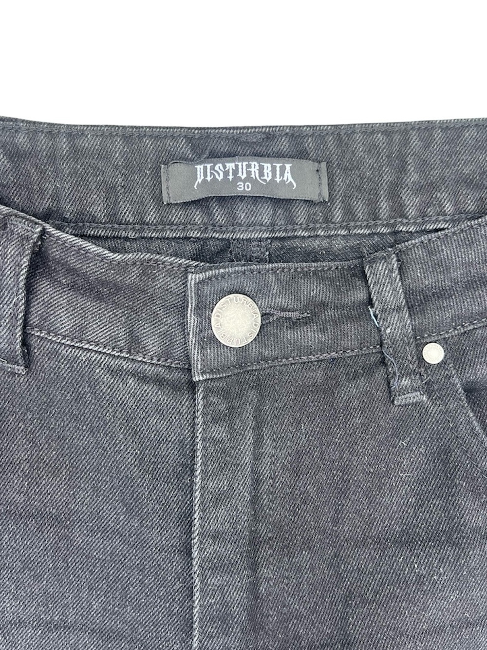 DISTURBIA Goth Embroidered Mycena Mushroom Mom Jeans Black 30 (US 8). - Picture 8 of 11
